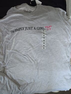 "I'm Simply Just A Girl" Graphic Tee - Light Gray with Pink Bow